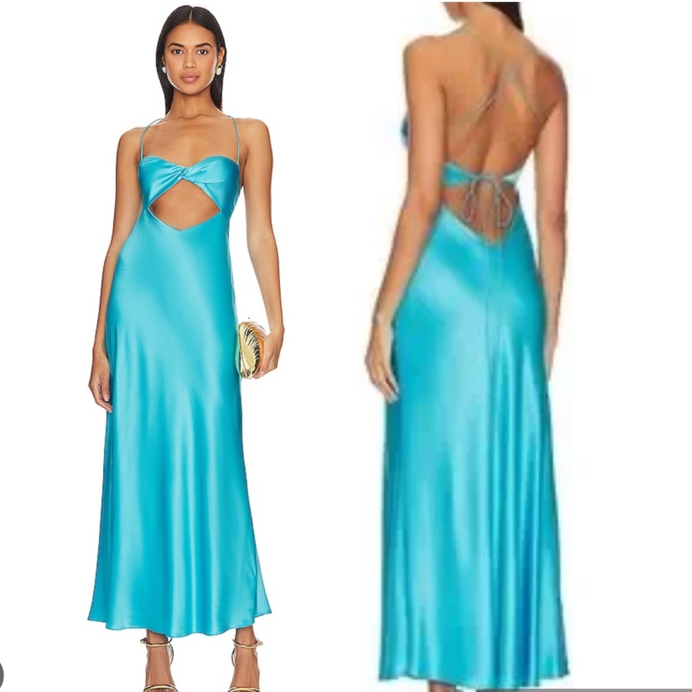 THE SEI Twist Bandeau Cut Out Dress in Sky